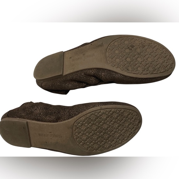 Minnetonka Brown Metallic Leather Ballet Flats 7.5 Comfort Slip-On - Picture 5 of 7